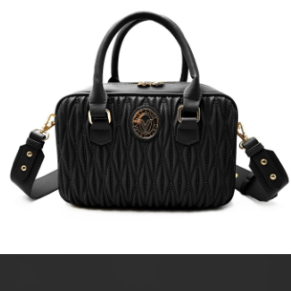 Valentino Orlandi Black Quilted Crossbody Bag